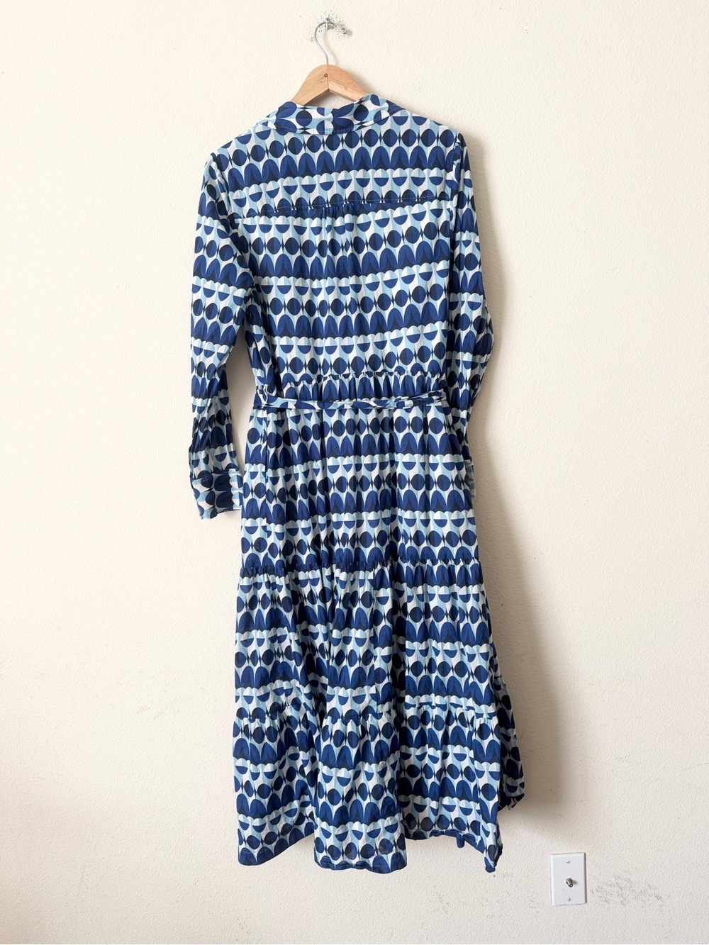 Boden US 16-18 Flo cotton midi shirt dress in blue geometric print - Picture 7 of 8